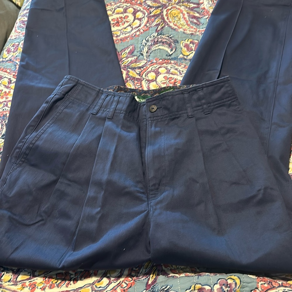Navy docker style pleated front pants pants by Hunt Club